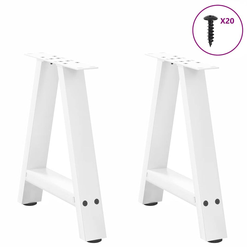 Picioare pentru măsuță de cafea în formă de A, 2 buc., alb, 50x(42-43) cm, oțel