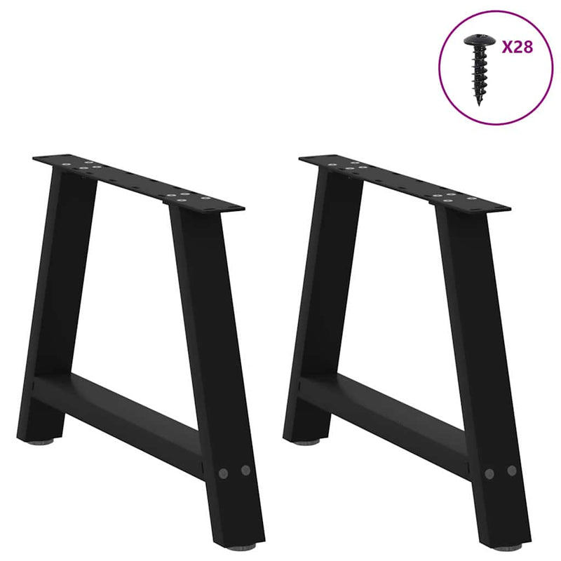 Picioare pentru măsuță de cafea în formă de A, 2 buc., negru, 60x(42-43) cm, oțel