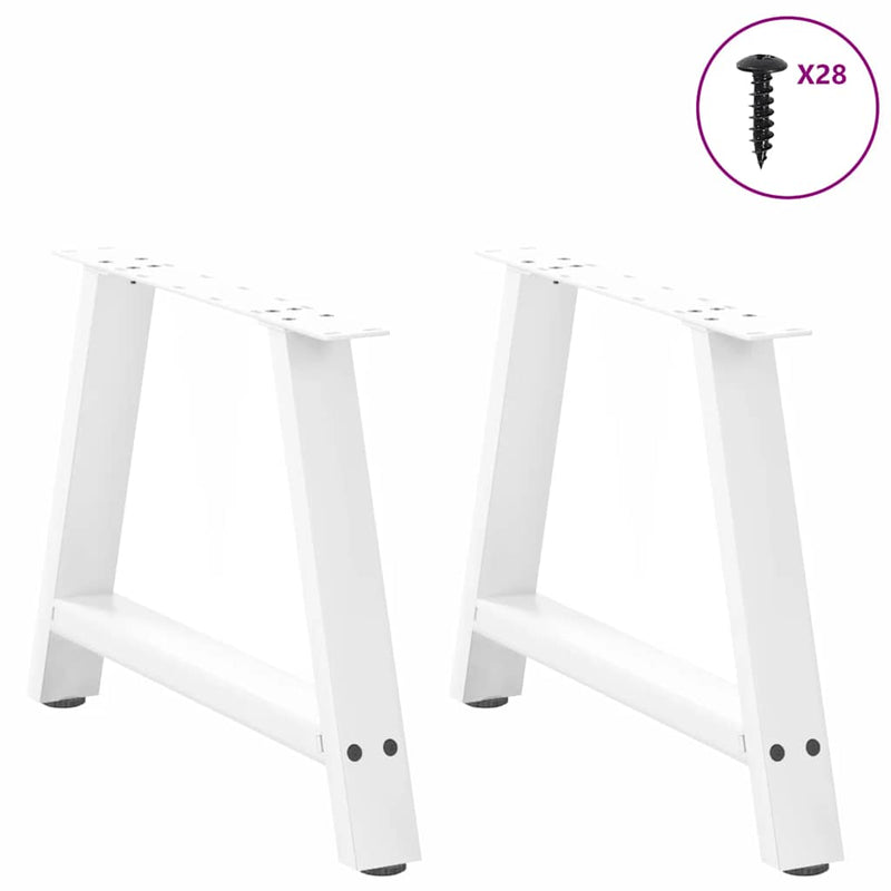 Picioare pentru măsuță de cafea în formă de A, 2 buc., alb, 60x(42-43) cm, oțel