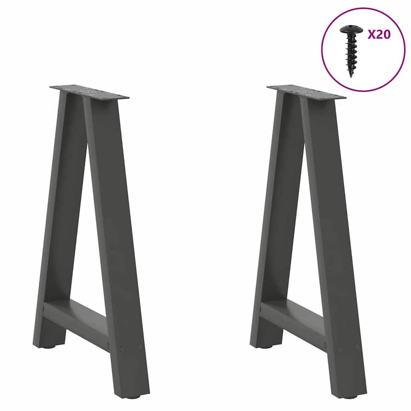 Picioare de masă în formă de A, 2 buc., antracit, 50x(72-73) cm, oțel
