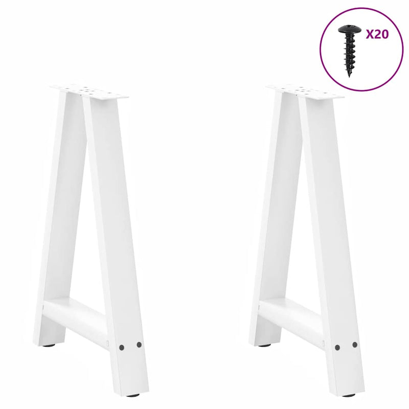 Picioare de masă în formă de A, 2 buc., alb, 60x(72-73) cm, oțel