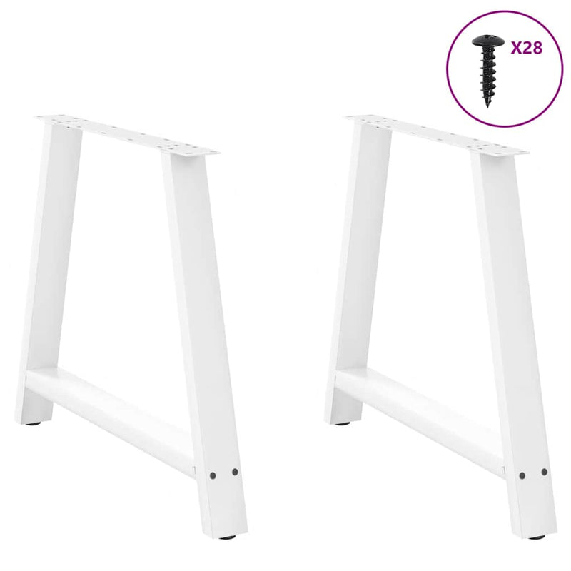 Picioare de masă în formă de A, 2 buc., alb, 90x(72-73) cm, oțel