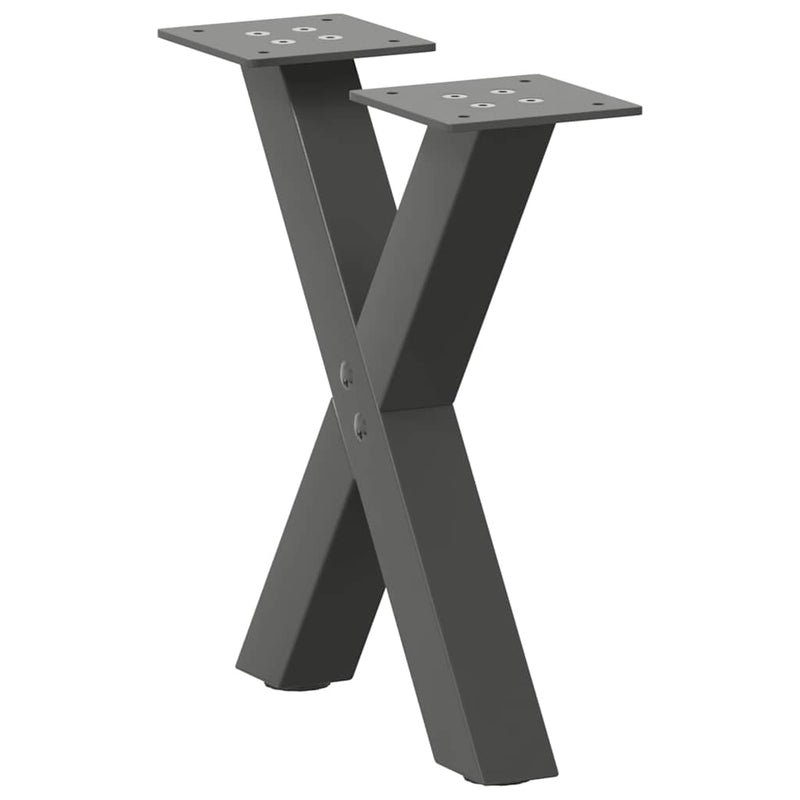 Picioare pentru măsuță de cafea în formă de X, 2 buc., antracit, 30x(30-31) cm, oțel