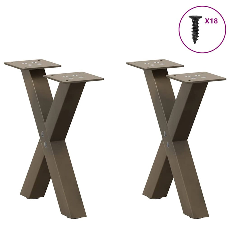 Picioare pentru măsuță de cafea în formă de X, 2 buc., oțel natural, 30x(30-31) cm