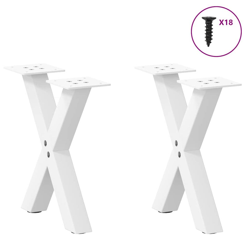 Picioare pentru măsuță de cafea în formă de X, 2 buc., alb, 37x(30-31) cm, oțel