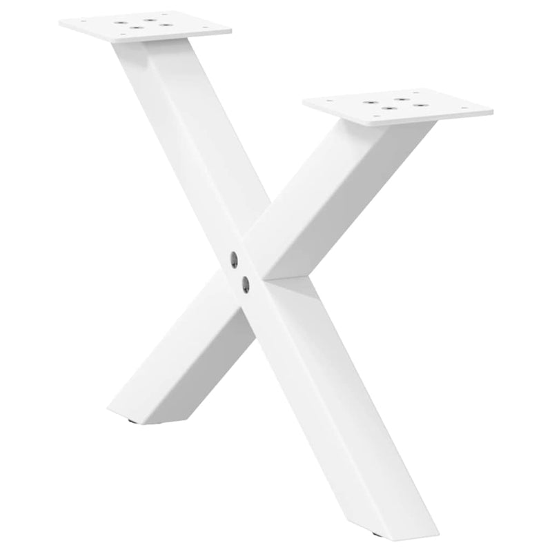 Picioare pentru măsuță de cafea în formă de X, 2 buc., alb, 50x(30-31) cm, oțel