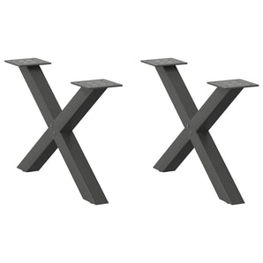 Picioare pentru măsuță de cafea în formă de X, 2 buc., antracit, 50x(30-31) cm, oțel