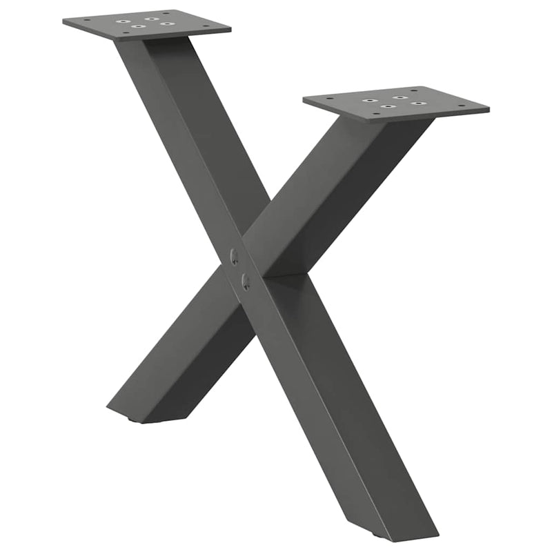 Picioare pentru măsuță de cafea în formă de X, 2 buc., antracit, 50x(30-31) cm, oțel