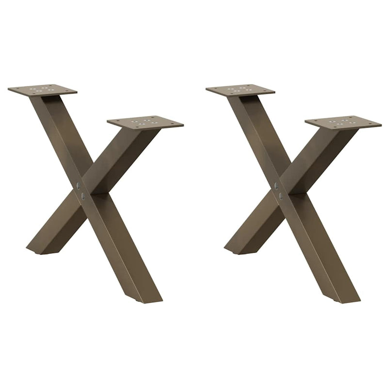 Picioare pentru măsuță de cafea în formă de X, 2 buc., oțel natural, 50x(30-31) cm
