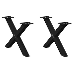 Picioare pentru măsuță de cafea în formă de X, 2 buc., negru, 60x(30-31) cm, oțel