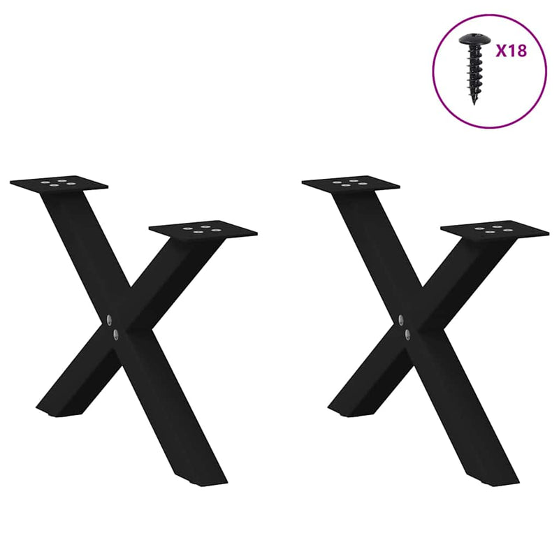 Picioare pentru măsuță de cafea în formă de X, 2 buc., negru, 60x(30-31) cm, oțel