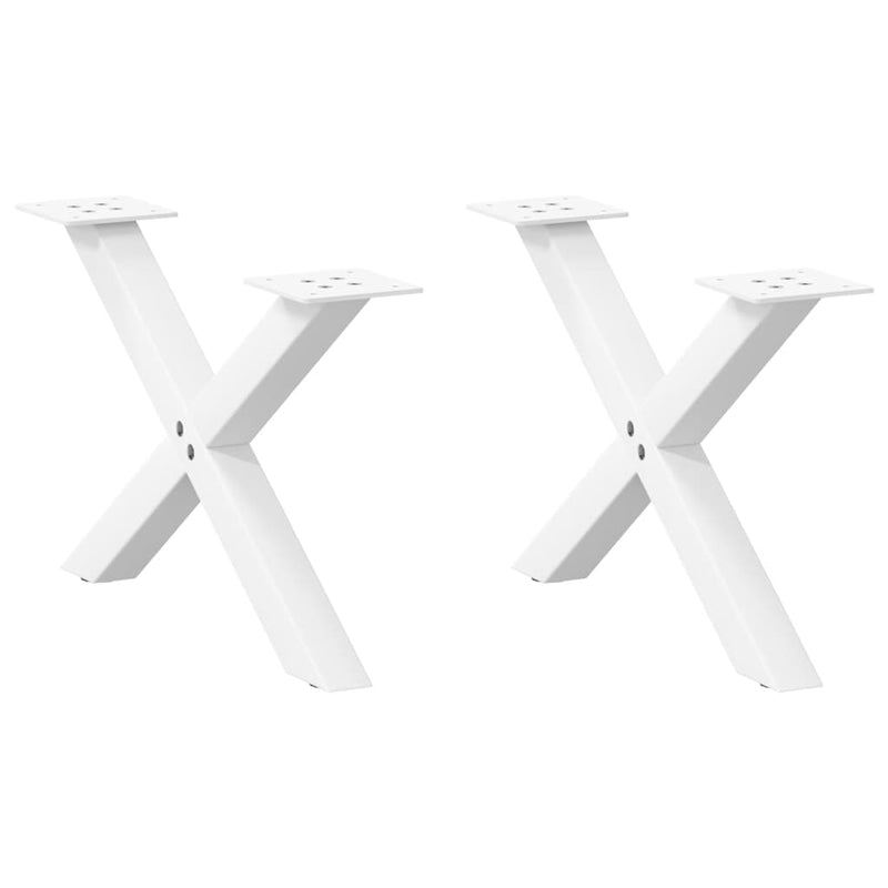 Picioare pentru măsuță de cafea în formă de X, 2 buc., alb, 60x(30-31) cm, oțel