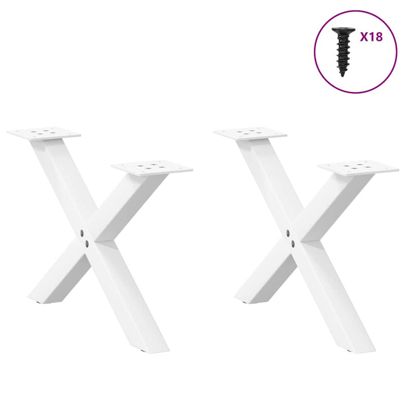 Picioare pentru măsuță de cafea în formă de X, 2 buc., alb, 60x(30-31) cm, oțel