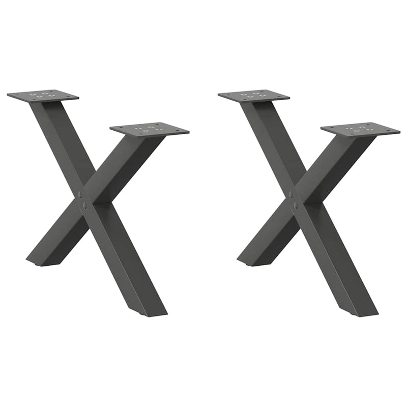 Picioare pentru măsuță de cafea în formă de X, 2 buc., antracit, 60x(30-31) cm, oțel
