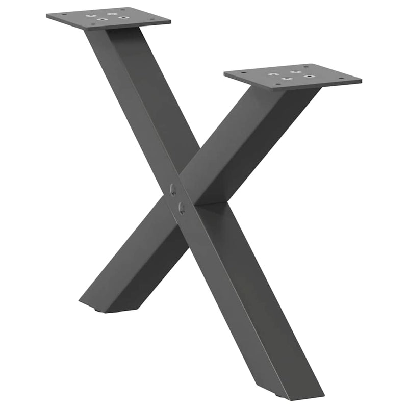 Picioare pentru măsuță de cafea în formă de X, 2 buc., antracit, 60x(30-31) cm, oțel