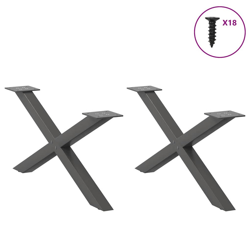 Picioare pentru măsuță de cafea în formă de X, 2 buc., antracit, 70x(30-31) cm, oțel