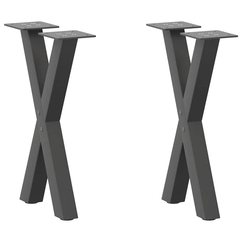 Picioare pentru măsuță de cafea în formă de X, 2 buc., antracit, 28x(42-43) cm, oțel