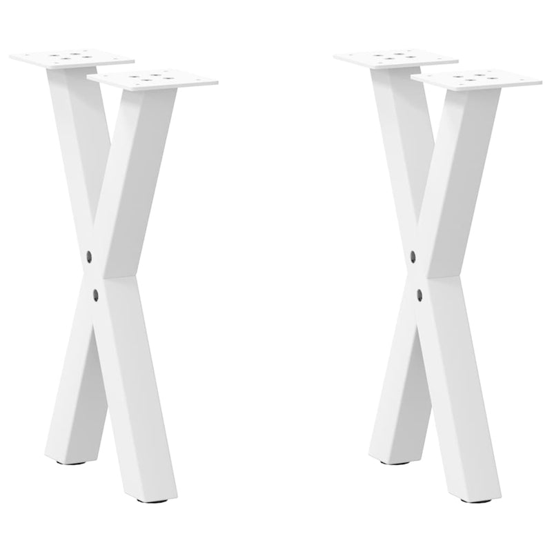 Picioare pentru măsuță de cafea în formă de X, 2 buc., alb, 38x(42-43) cm, oțel