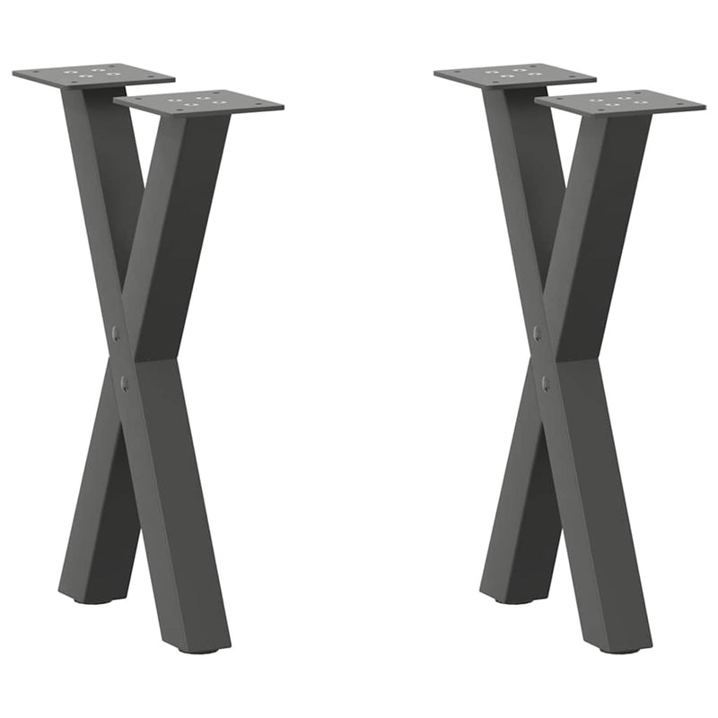 Picioare pentru măsuță de cafea în formă de X, 2 buc., antracit, 38x(42-43) cm, oțel