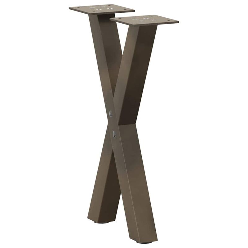 Picioare pentru masă de cafea în formă de X, 2 buc., oțel natural, 38x(42-43) cm
