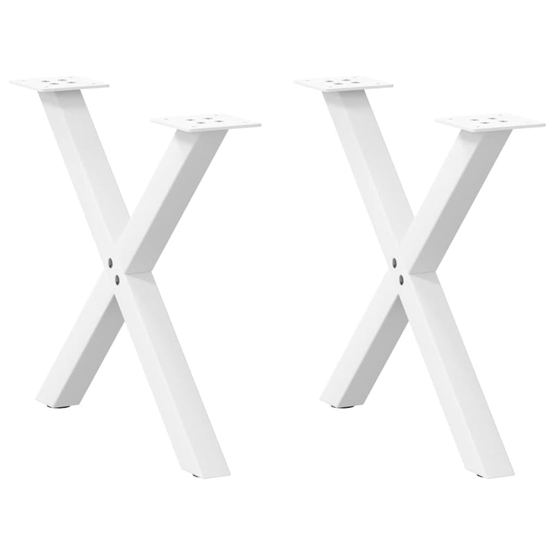 Picioare pentru măsuță de cafea în formă de X, 2 buc., alb, 50x(42-43) cm, oțel