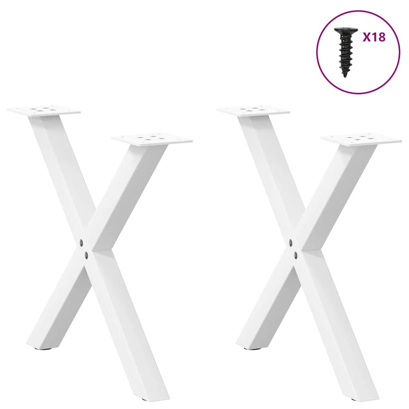 Picioare pentru măsuță de cafea în formă de X, 2 buc., alb, 50x(42-43) cm, oțel