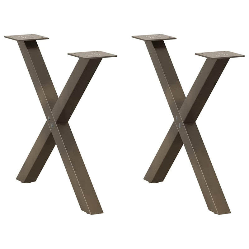 Picioare pentru masă de cafea în formă de X, 2 buc., oțel natural, 50x(42-43) cm