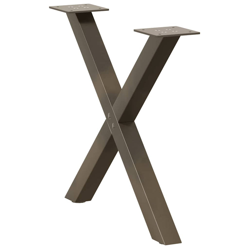 Picioare pentru masă de cafea în formă de X, 2 buc., oțel natural, 50x(42-43) cm