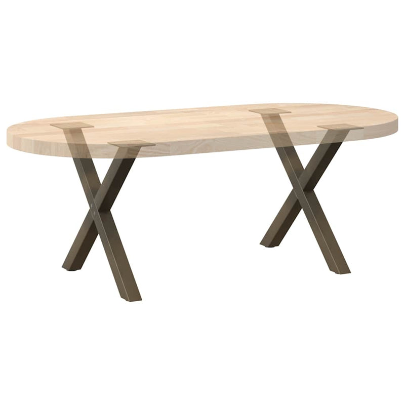 Picioare pentru masă de cafea în formă de X, 2 buc., oțel natural, 50x(42-43) cm