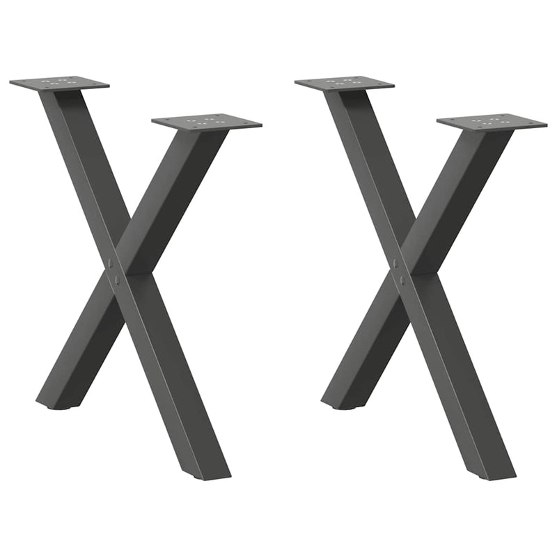 Picioare pentru măsuță de cafea în formă de X, 2 buc., antracit, 60x(42-43) cm, oțel