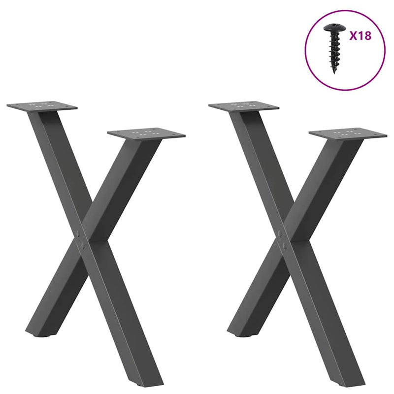 Picioare pentru măsuță de cafea în formă de X, 2 buc., antracit, 60x(42-43) cm, oțel