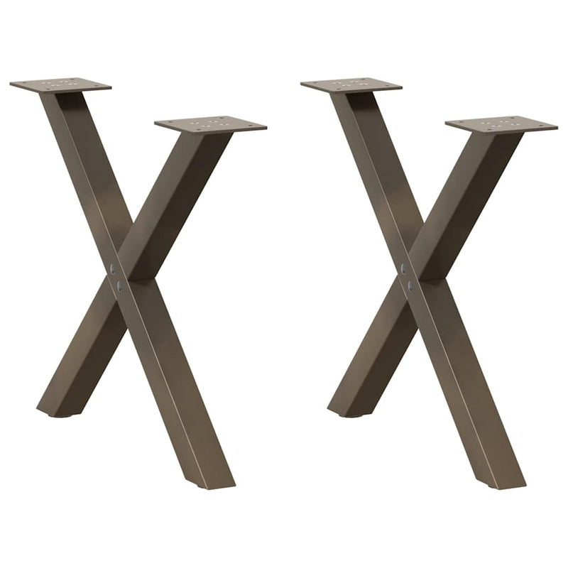 Picioare pentru masă de cafea în formă de X, 2 buc., oțel natural, 60 x (42-43) cm