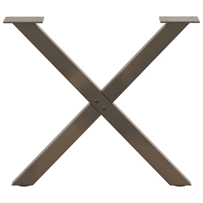 Picioare pentru masă de cafea în formă de X, 2 buc., oțel natural, 60 x (42-43) cm