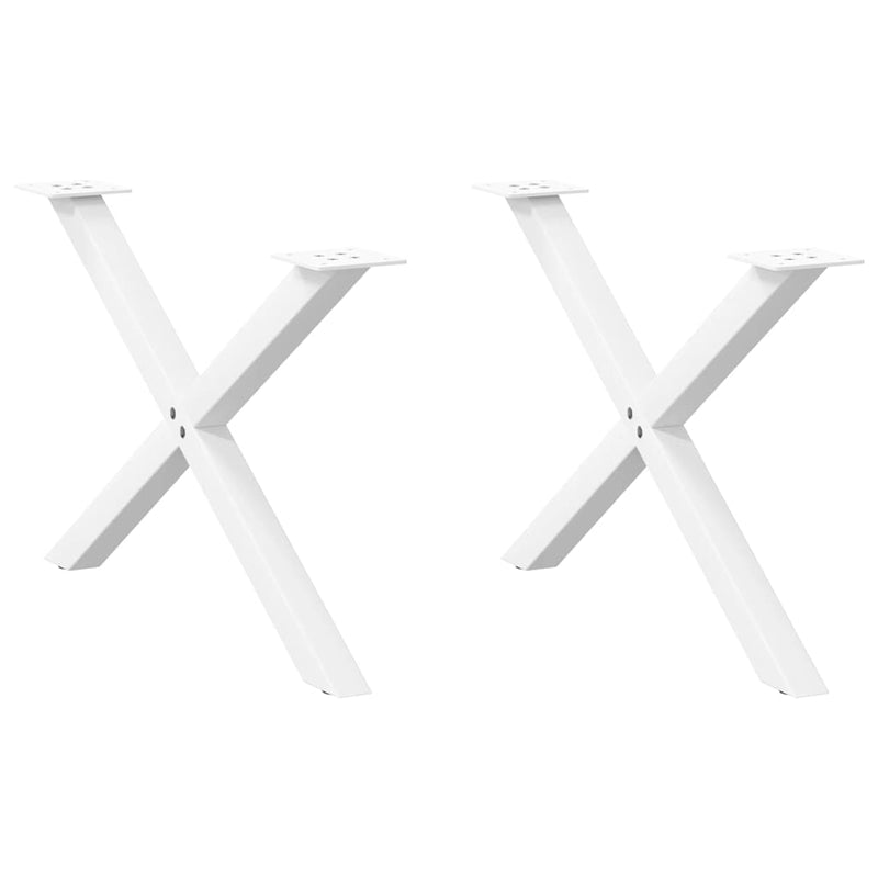 Picioare pentru măsuță de cafea în formă de X, 2 buc., alb, 70x(42-43) cm, oțel