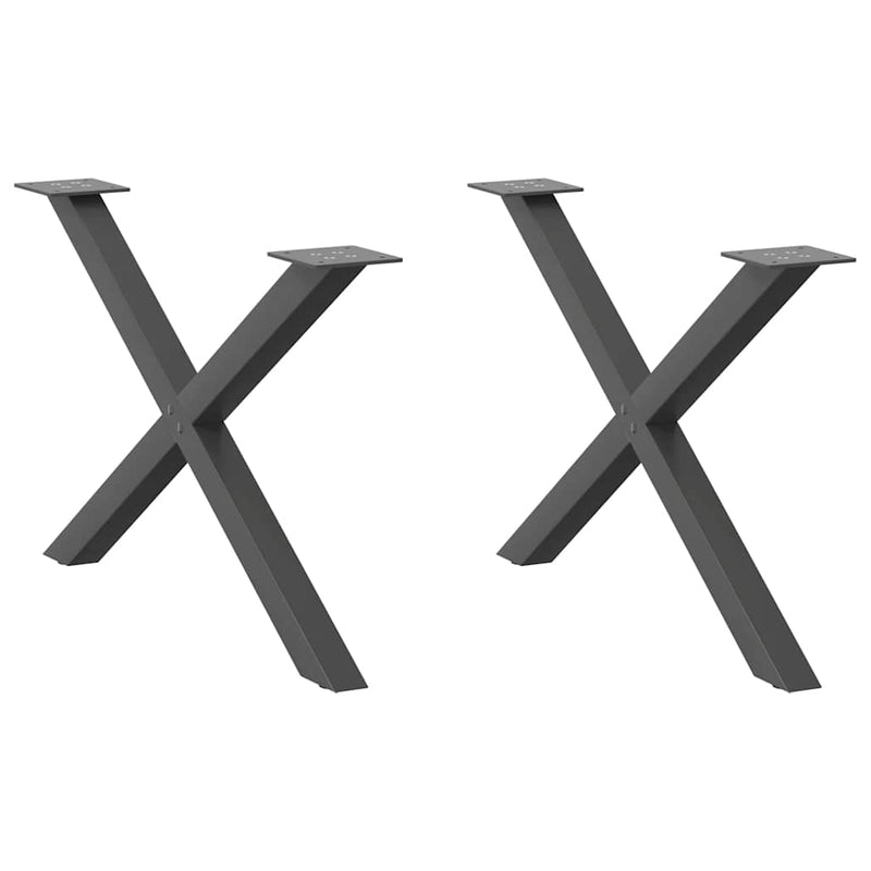 Picioare pentru măsuță de cafea în formă de X, 2 buc., antracit, 70x(42-43) cm, oțel