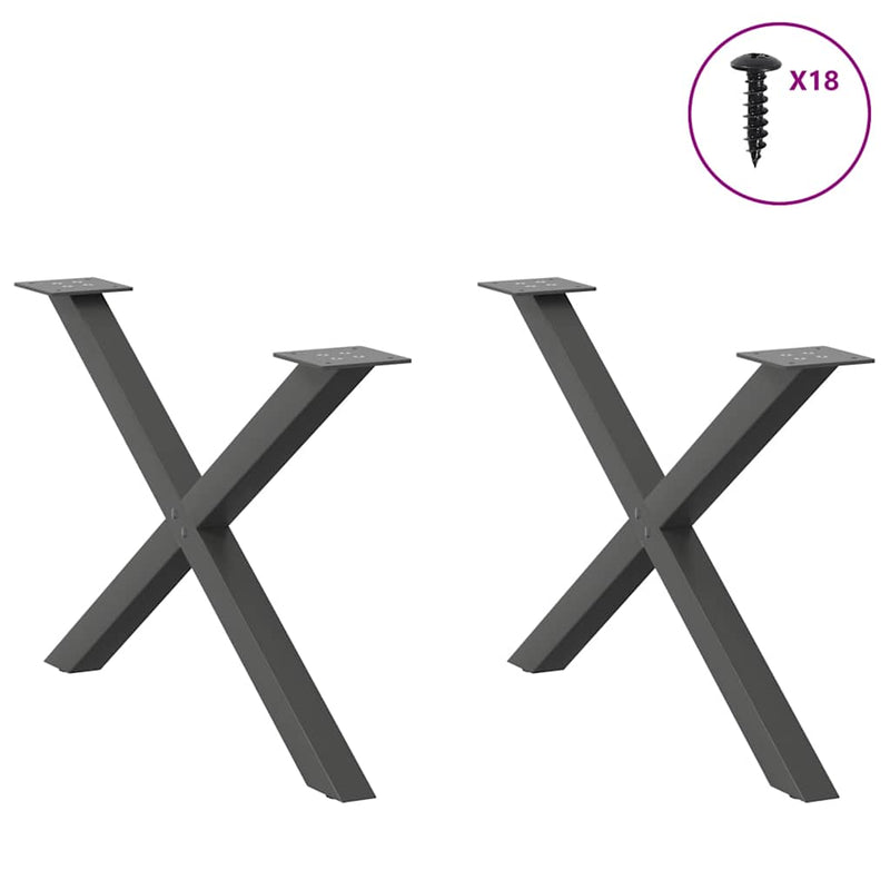 Picioare pentru măsuță de cafea în formă de X, 2 buc., antracit, 70x(42-43) cm, oțel