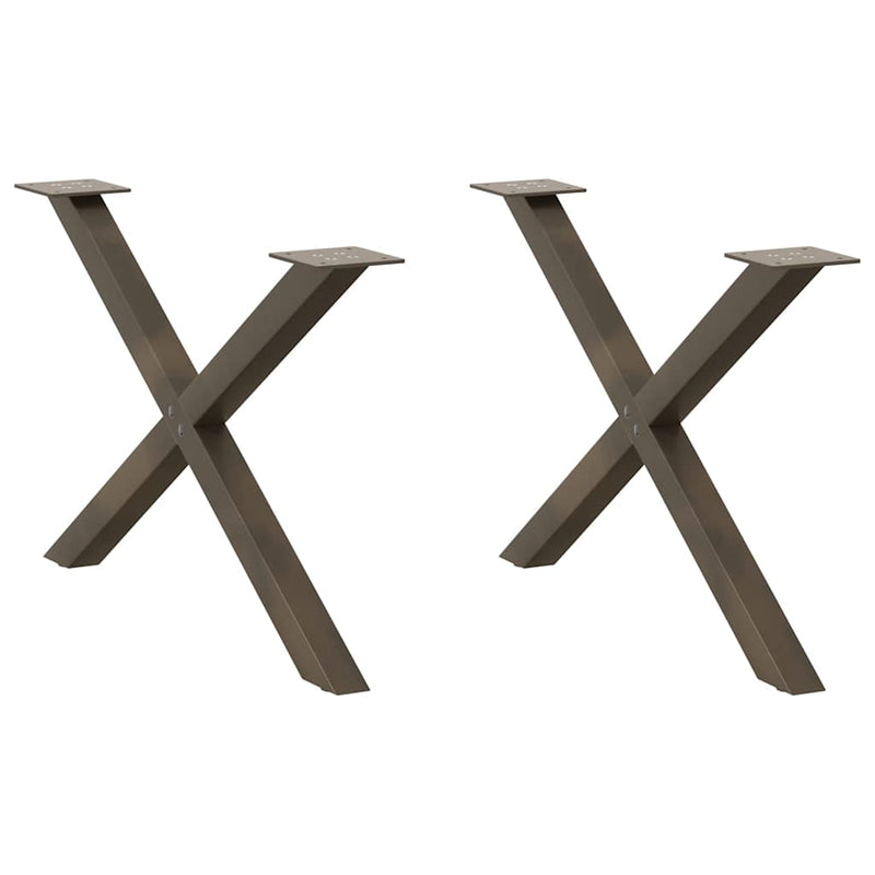 Picioare pentru masă de cafea în formă de X, 2 buc., oțel natural, 70x(42-43) cm
