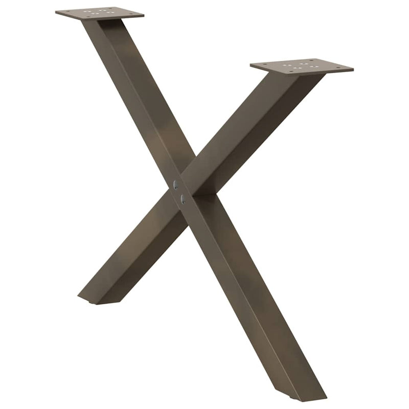 Picioare pentru masă de cafea în formă de X, 2 buc., oțel natural, 70x(42-43) cm