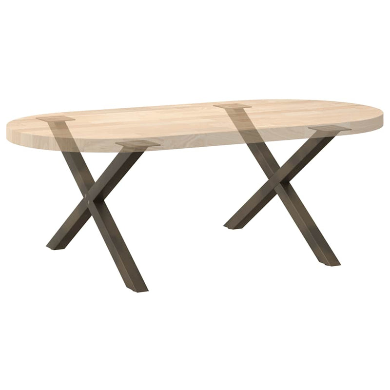 Picioare pentru masă de cafea în formă de X, 2 buc., oțel natural, 70x(42-43) cm
