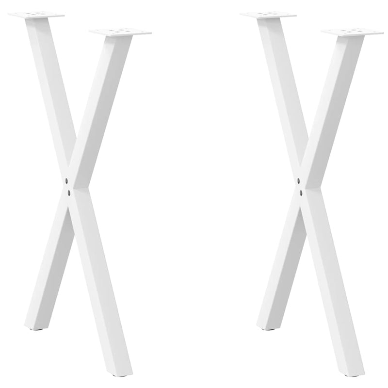 Picioare de masă în formă de X, 2 buc., alb, 50x(72-73) cm, oțel