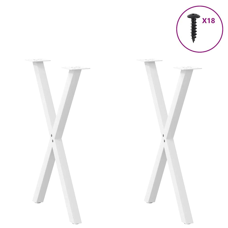 Picioare de masă în formă de X, 2 buc., alb, 50x(72-73) cm, oțel