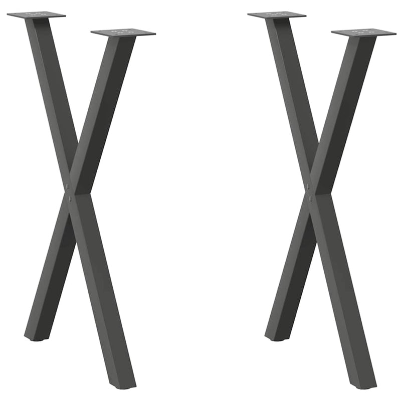 Picioare de masă în formă de X, 2 buc., antracit, 50x(72-73) cm, oțel