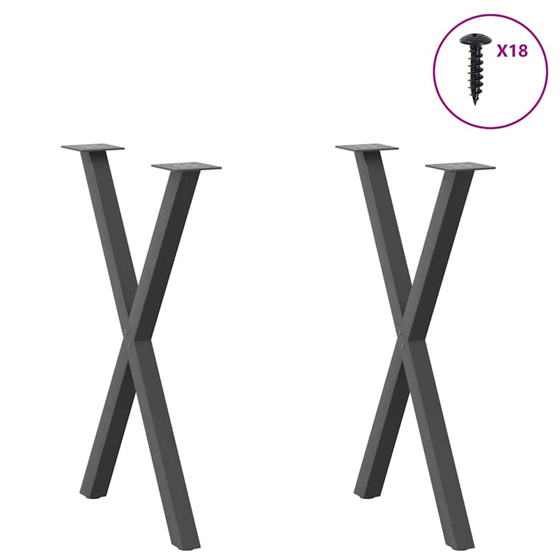Picioare de masă în formă de X, 2 buc., antracit, 50x(72-73) cm, oțel