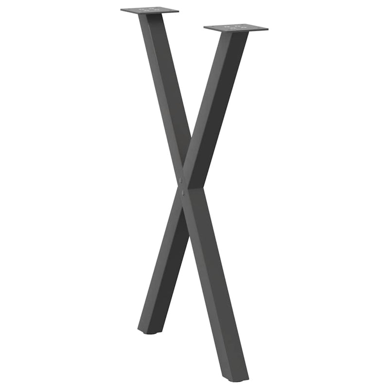 Picioare de masă în formă de X, 2 buc., antracit, 50x(72-73) cm, oțel