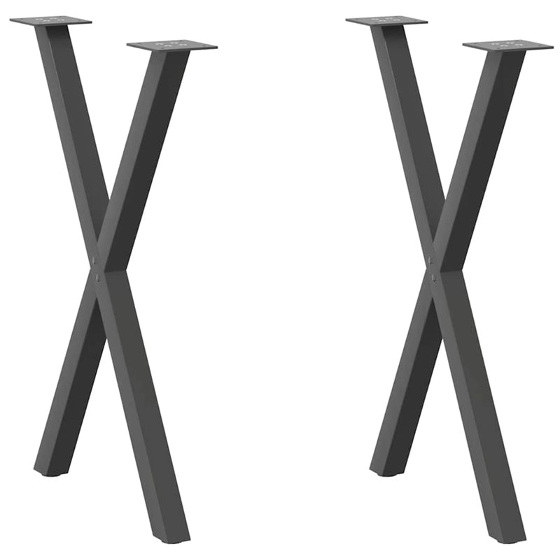 Picioare de masă în formă de X, 2 buc., antracit, 57x(72-73) cm, oțel