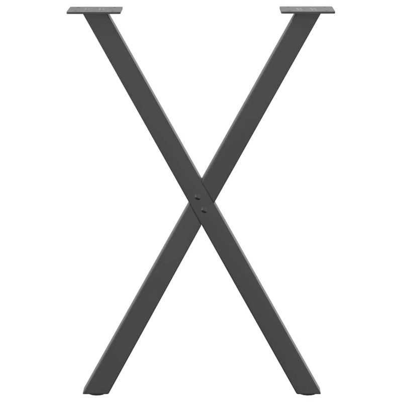 Picioare de masă în formă de X, 2 buc., antracit, 57x(72-73) cm, oțel