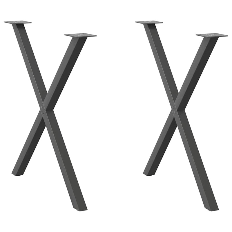 Picioare de masă în formă de X, 2 buc., antracit, 70x(72-73) cm, oțel