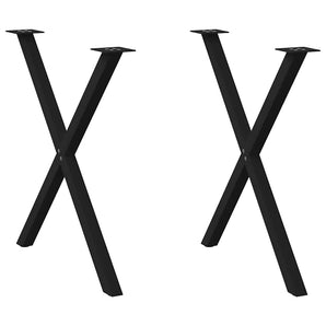 Picioare de masă în formă de X, 2 buc., negru, 80x(72-73) cm, oțel