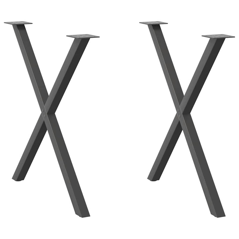 Picioare de masă în formă de X, 2 buc., antracit, 80x(72-73) cm, oțel