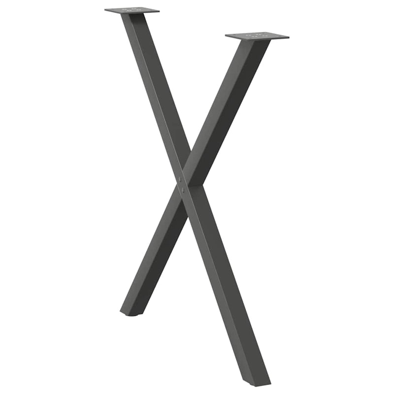 Picioare de masă în formă de X, 2 buc., antracit, 80x(72-73) cm, oțel